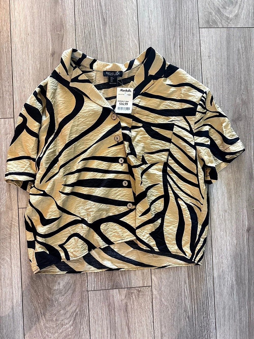 Rachel Zoe Animal Print Blouse in Gold & Black Size Large NWT